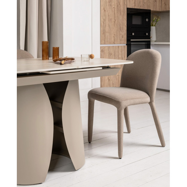 Керамічний стіл розкладний обідній Vetro Mebel Лунаріо TML-1322 Крема марфіль/капучино-12