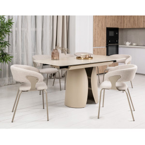 Керамический стол раскладной обеденный Vetro Mebel Лунарио TML-1322 Крема марфиль/капучино