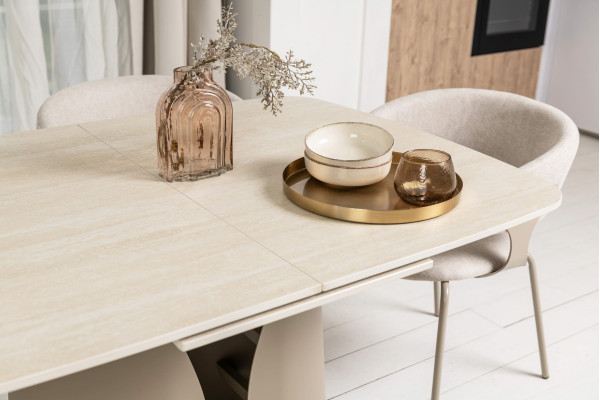 Керамічний стіл розкладний обідній Vetro Mebel Лунаріо TML-1322 Крема марфіль/капучино-5