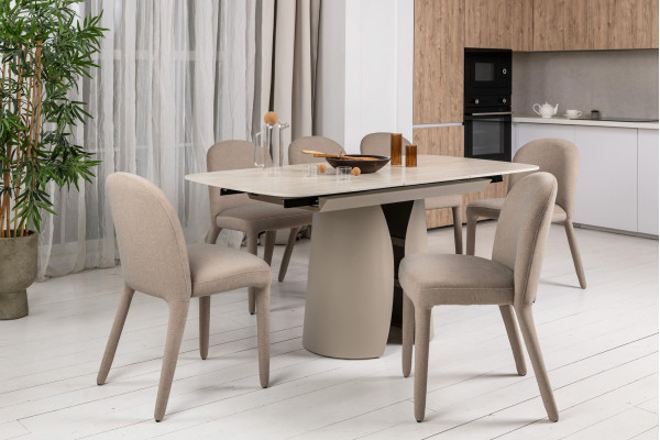 Керамічний стіл розкладний обідній Vetro Mebel Лунаріо TML-1322 Крема марфіль/капучино-8