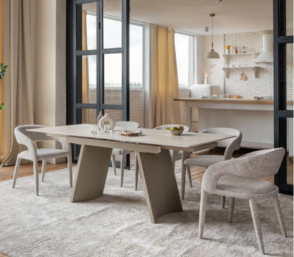 Керамический стол раскладной обеденный Vetro Mebel Олимпия TML-985 Крема марфиль-бежевый-0