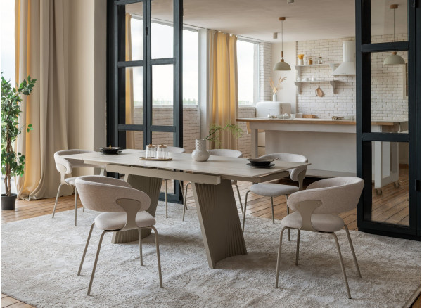 Керамический стол раскладной обеденный Vetro Mebel Олимпия TML-985 Крема марфиль-бежевый-1