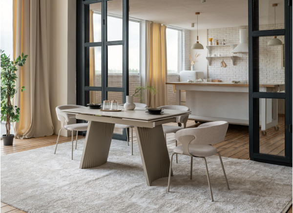 Керамический стол раскладной обеденный Vetro Mebel Олимпия TML-985 Крема марфиль-бежевый-2