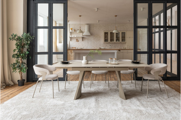 Керамический стол раскладной обеденный Vetro Mebel Олимпия TML-985 Крема марфиль-бежевый-5