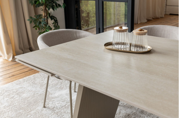 Керамический стол раскладной обеденный Vetro Mebel Олимпия TML-985 Крема марфиль-бежевый-13