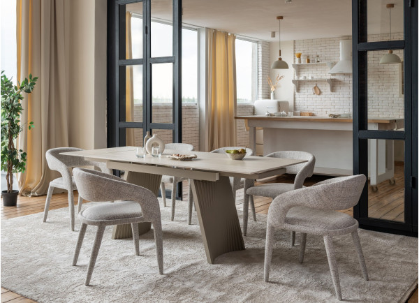 Керамический стол раскладной обеденный Vetro Mebel Олимпия TML-985 Крема марфиль-бежевый-6