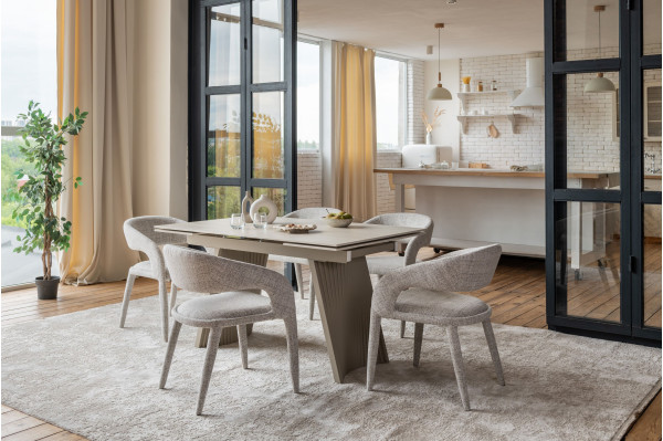 Керамический стол раскладной обеденный Vetro Mebel Олимпия TML-985 Крема марфиль-бежевый-8