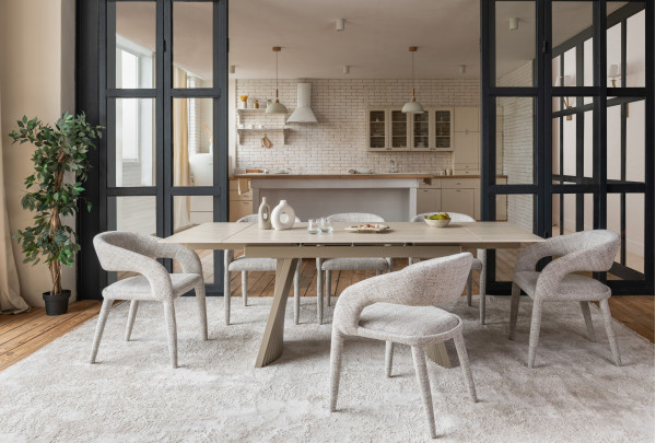 Керамический стол раскладной обеденный Vetro Mebel Олимпия TML-985 Крема марфиль-бежевый-11