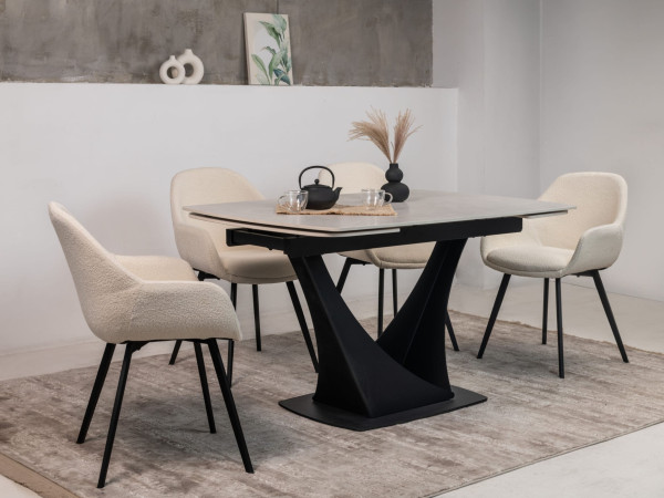 Керамічний стіл розкладний обідній Vetro Mebel Еліо TML-990 Крема делікато-чорний-1