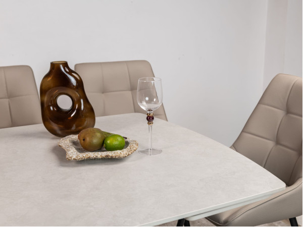 Керамічний стіл розкладний обідній Vetro Mebel Еліо TML-990 Крема делікато-чорний-3