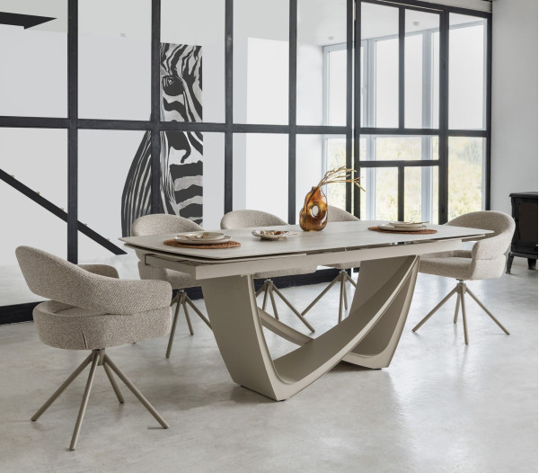 Керамический стол раскладной обеденный Vetro Mebel Беатриче TML-994 Грей травертин/бежевый 200 (300) х 100 см-0