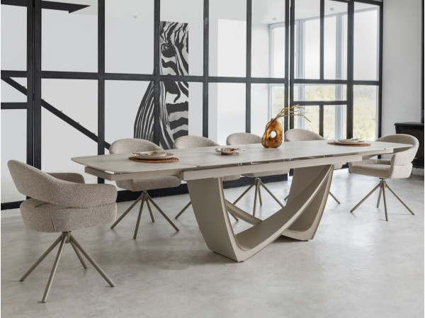 Керамический стол раскладной обеденный Vetro Mebel Беатриче TML-994 Грей травертин/бежевый 200 (300) х 100 см-1