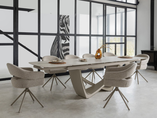 Керамический стол раскладной обеденный Vetro Mebel Беатриче TML-994 Грей травертин/бежевый 200 (300) х 100 см-2