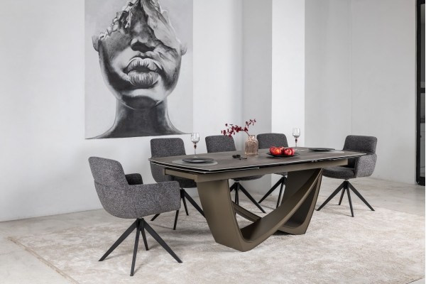 Керамический стол раскладной обеденный Vetro Mebel Беатриче TML-994 Неро зебрано/коричневый 200 (300) х 100 см-3