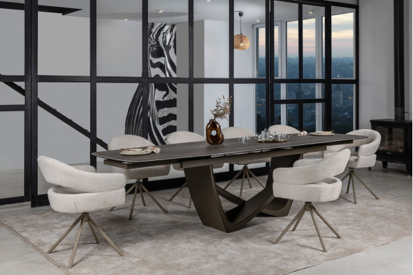 Керамический стол раскладной обеденный Vetro Mebel Беатриче TML-994 Неро зебрано/коричневый 200 (300) х 100 см-2