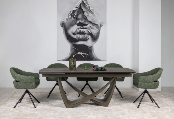 Керамический стол раскладной обеденный Vetro Mebel Беатриче TML-994 Неро зебрано/коричневый 200 (300) х 100 см-7