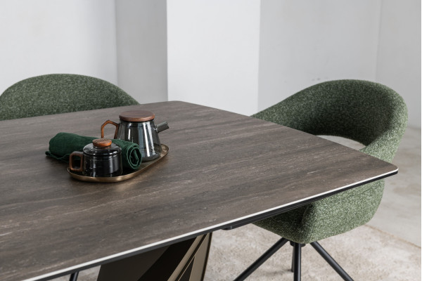 Керамический стол раскладной обеденный Vetro Mebel Беатриче TML-994 Неро зебрано/коричневый 200 (300) х 100 см-18