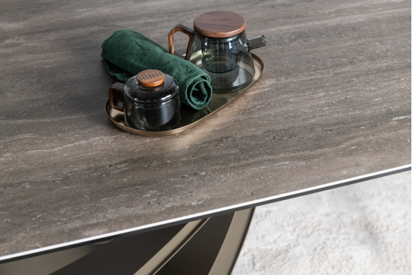 Керамический стол раскладной обеденный Vetro Mebel Беатриче TML-994 Неро зебрано/коричневый 200 (300) х 100 см-19