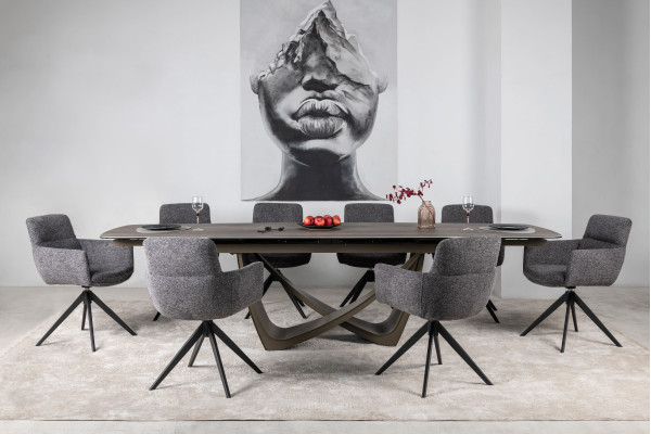 Керамический стол раскладной обеденный Vetro Mebel Беатриче TML-994 Неро зебрано/коричневый 200 (300) х 100 см-12