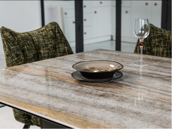 Керамічний стіл розкладний обідній Vetro Mebel Беатріче TML-995 Травертін-коричневий 100-180 (260) см-7