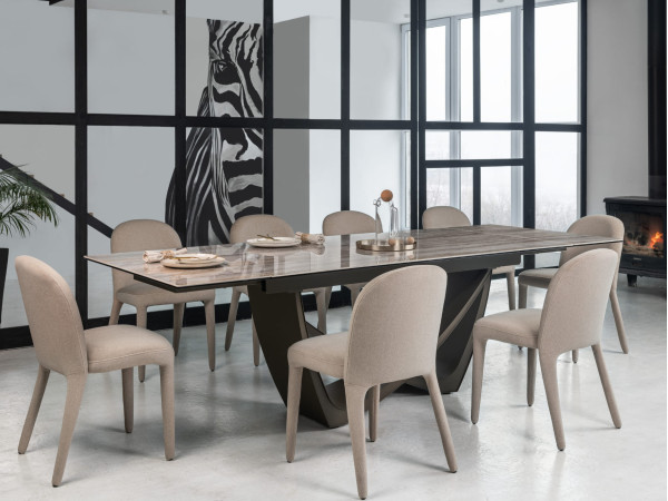 Керамічний стіл розкладний обідній Vetro Mebel Беатріче TML-995 Травертін-коричневий 100-180 (260) см-4