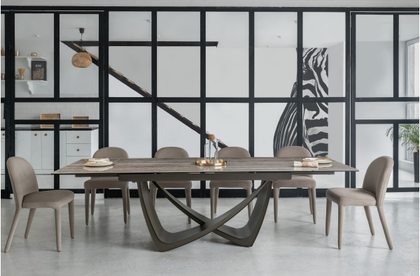 Керамічний стіл розкладний обідній Vetro Mebel Беатріче TML-995 Травертін-коричневий 100-180 (260) см-5