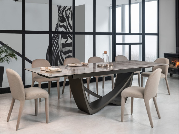 Керамічний стіл розкладний обідній Vetro Mebel Беатріче TML-995 Тайгер травертин-коричневий 100-180 (260) см-6