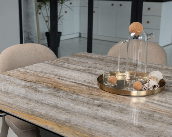 Керамічний стіл розкладний обідній Vetro Mebel Беатріче TML-995 Тайгер травертин-коричневий 100-180 (260) см-11