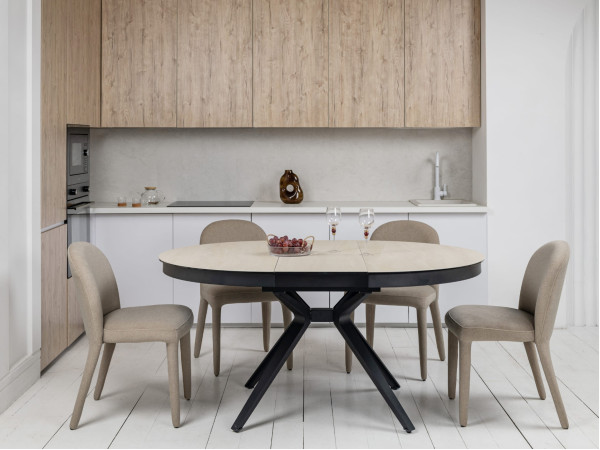 Керамічний стіл розкладний обідній Vetro Mebel Ноемі TML-996 Вествуд-чорний Ø 120 (160) см-0