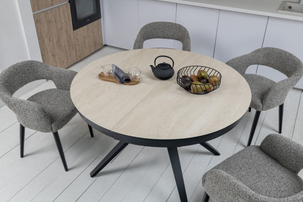 Керамічний стіл розкладний обідній Vetro Mebel Ноемі TML-996 Вествуд-чорний Ø 120 (160) см-10