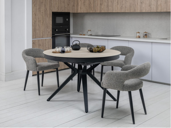 Керамічний стіл розкладний обідній Vetro Mebel Ноемі TML-996 Вествуд-чорний Ø 120 (160) см-9