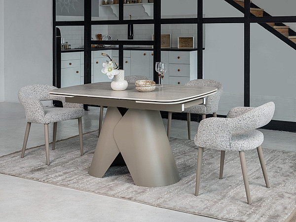 Керамічний стіл розкладний обідній Vetro Mebel Паріс TML-997-1 Крема марфіль-бежевий-3