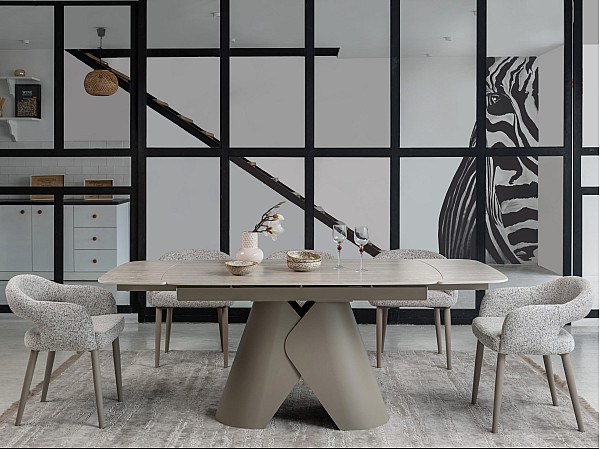 Керамічний стіл розкладний обідній Vetro Mebel Паріс TML-997-1 Крема марфіль-бежевий-5