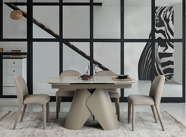 Керамічний стіл розкладний обідній Vetro Mebel Паріс TML-997-1 Крема марфіль-бежевий-6