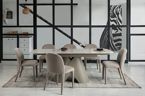 Керамічний стіл розкладний обідній Vetro Mebel Паріс TML-997-1 Крема марфіль-бежевий-9