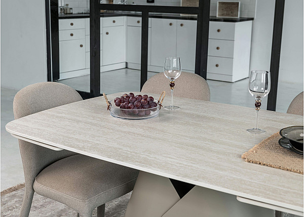 Керамічний стіл розкладний обідній Vetro Mebel Паріс TML-997-1 Крема марфіль-бежевий-12