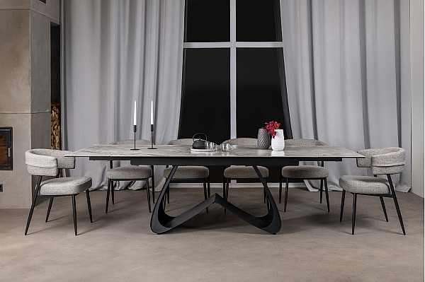 Керамічний стіл розкладний обідній Vetro Mebel Орфео TML-998 Сільвер вайт-чорний-2