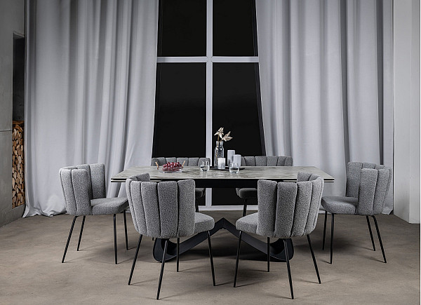 Керамічний стіл розкладний обідній Vetro Mebel Орфео TML-998 Сільвер вайт-чорний-4
