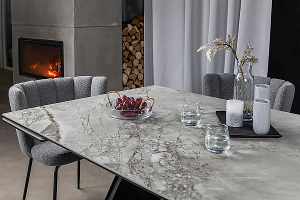 Керамічний стіл розкладний обідній Vetro Mebel Орфео TML-998 Сільвер вайт-чорний-10