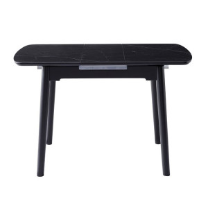 Керамический стол раскладной обеденный Vetro Mebel TM-87-1 Черный оникс-черный