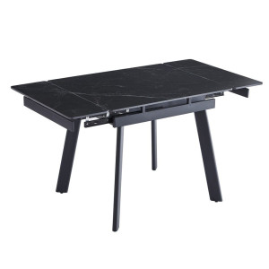 Керамический стол раскладной обеденный Vetro Mebel TM-80 Черный оникс-черный 90-140 см