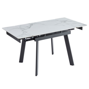Керамічний стіл розкладний обідній Vetro Mebel TM-80 Каса вайт-сірий 90-140 см