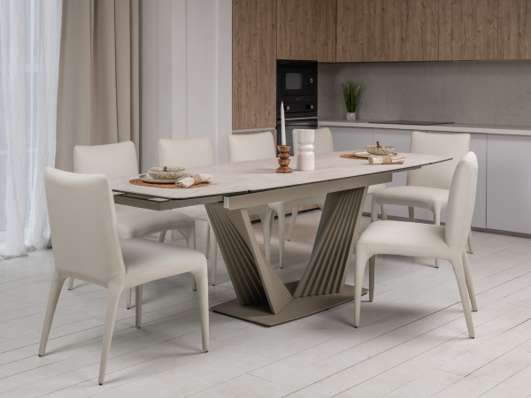 Керамический стол раскладной обеденный Vetro Mebel Феличе TML-1000 Сахара-бежевый-1