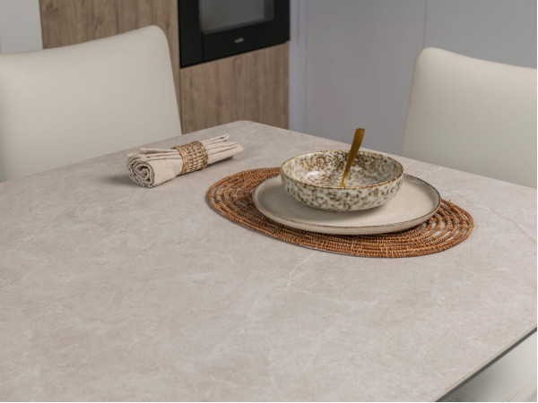 Керамический стол раскладной обеденный Vetro Mebel Феличе TML-1000 Сахара-бежевый-14