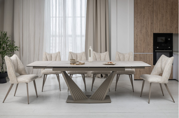 Керамический стол раскладной обеденный Vetro Mebel Феличе TML-1000 Сахара-бежевый-6