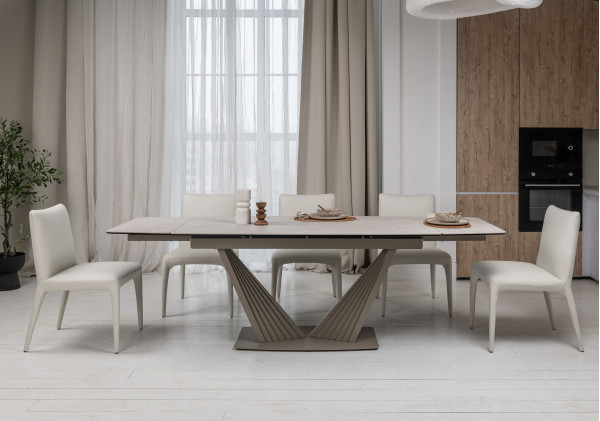 Керамический стол раскладной обеденный Vetro Mebel Феличе TML-1000 Сахара-бежевый-10