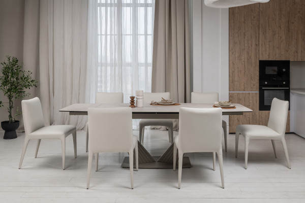 Керамический стол раскладной обеденный Vetro Mebel Феличе TML-1000 Сахара-бежевый-11