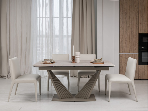 Керамический стол раскладной обеденный Vetro Mebel Феличе TML-1000 Сахара-бежевый-12