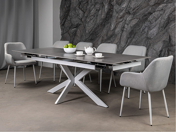 Керамічний стіл розкладний обідній Vetro Mebel Тіціано TML-1150 Делікато грей-білий-0