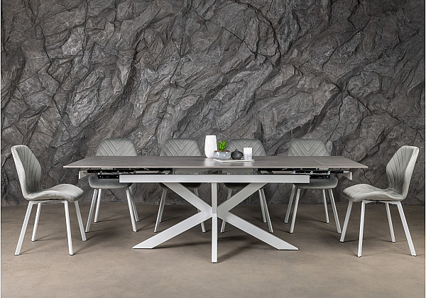 Керамічний стіл розкладний обідній Vetro Mebel Тіціано TML-1150 Делікато грей-білий-4